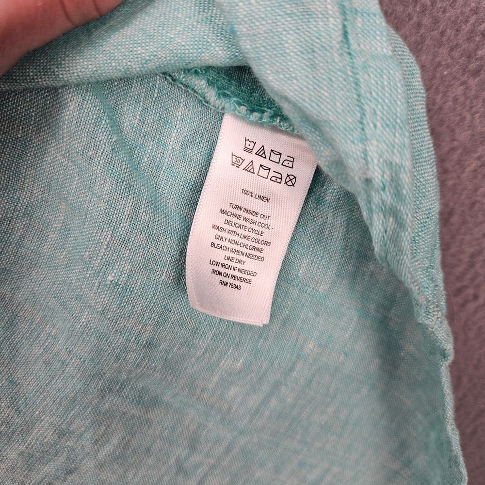 Sigrid Olsen Blue Coastal 100% Linen Button Down Shirt Size M - Picture 5 of 7